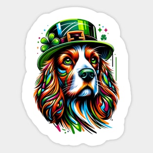 Welsh Springer Spaniel in Festive St Patrick's Day Gear Sticker